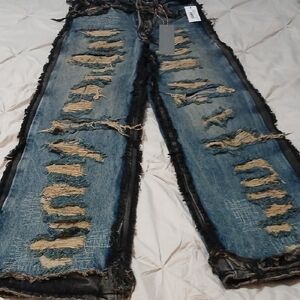 Men's Relaxed Fit Distressed Jeans - Blue